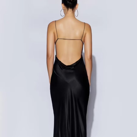 Black Satin Midi Dress - Picture 3 of 3